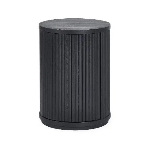 Julian Bowen Louis Single Door Black Fluted Side Table - image 3
