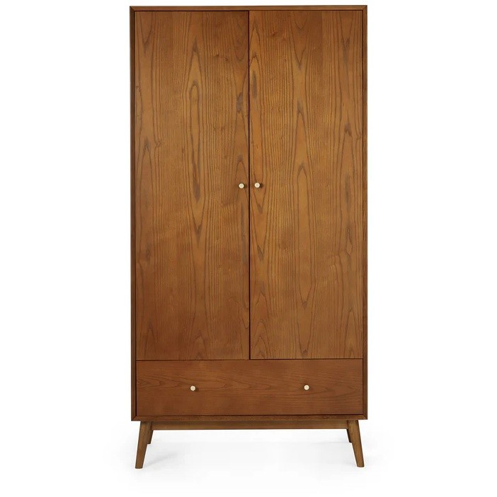 Julian Bowen Lowry 2 Door Single Drawer Cherry Ash Wardrobe - image 2