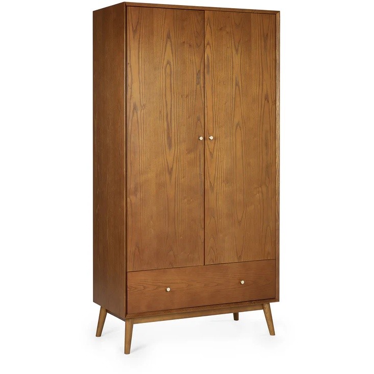 Julian Bowen Lowry 2 Door Single Drawer Cherry Ash Wardrobe - image 3