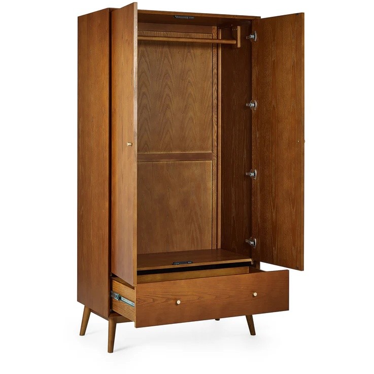 Julian Bowen Lowry 2 Door Single Drawer Cherry Ash Wardrobe - image 4