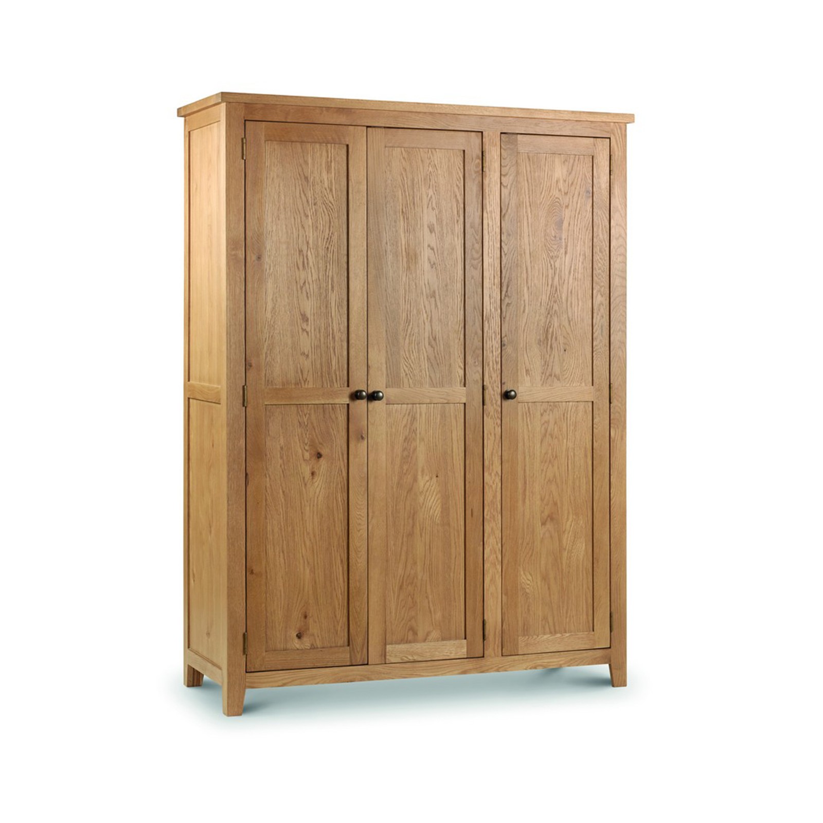 Marlborough wardrobe in oak finish features three doors, a sleek design, and sturdy construction, measuring 1.8m tall, perfect for stylish storage.