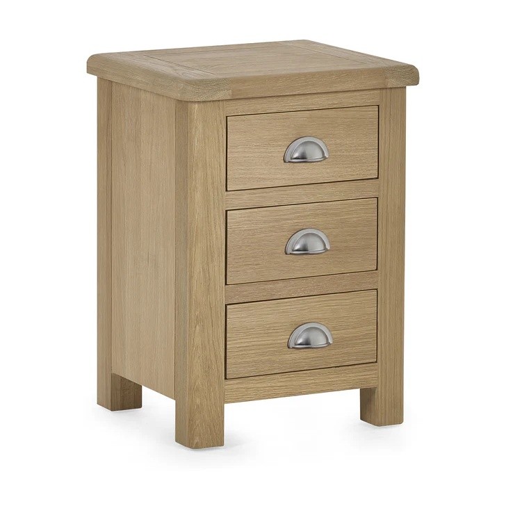 Julian Bowen Memphis 3 Drawer Limed Oak Bedside Table - image 2