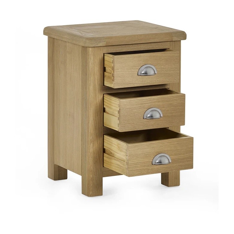 Julian Bowen Memphis 3 Drawer Limed Oak Bedside Table - image 3