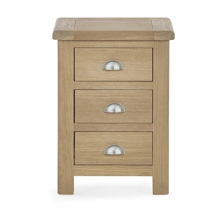Julian Bowen Memphis 3 Drawer Limed Oak Bedside Table - image 4