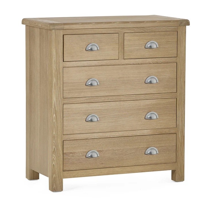 Julian Bowen Memphis 5 Drawer Limed Oak Chest of Drawers - image 2
