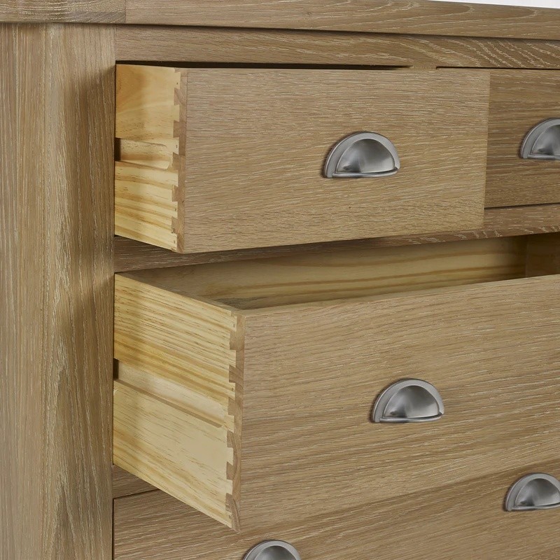 Julian Bowen Memphis 5 Drawer Limed Oak Chest of Drawers - image 5