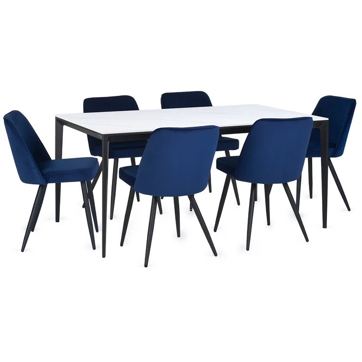 Julian Bowen Miami 6 Seater Rectangular Stone Top Dining Table White Marble - image 4