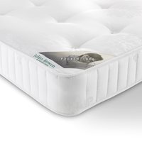 White pocket spring mattress with a quilted top, featuring a label that reads "Julian Bowen," designed for super king size beds measuring 180cm x 200cm.