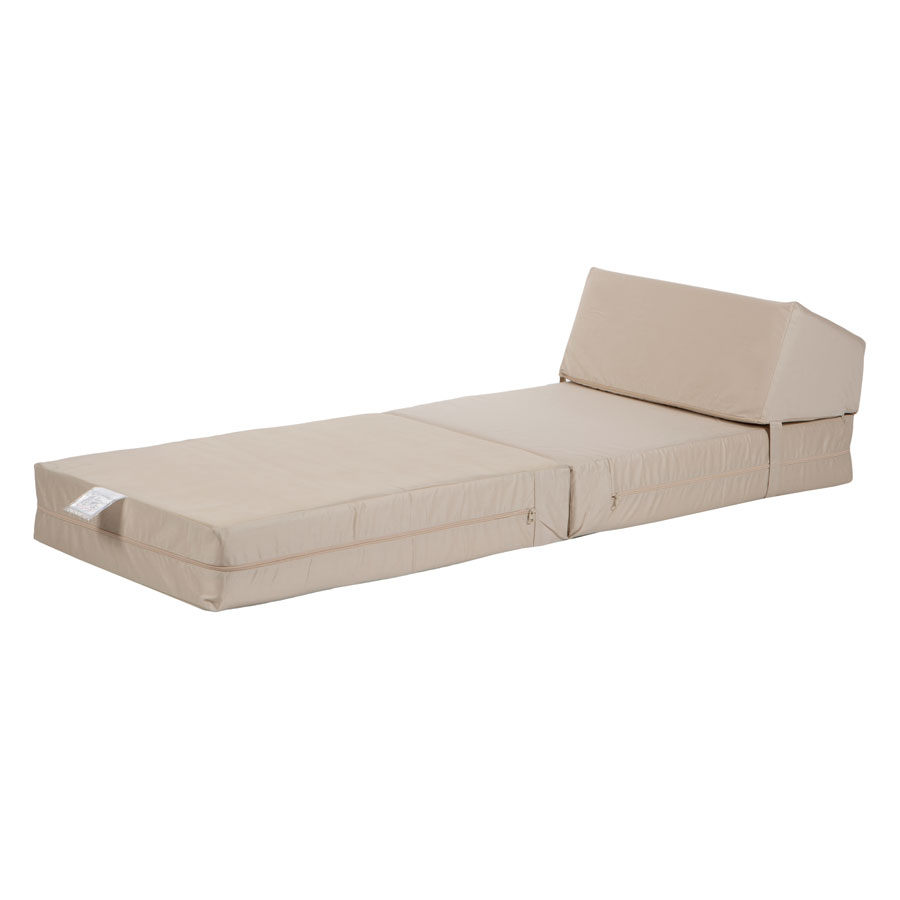 Beige Kaikoo Flip-Bed Single features a foldable design with a cushioned mattress and a supportive backrest, ideal for versatile sleeping or lounging arrangements.