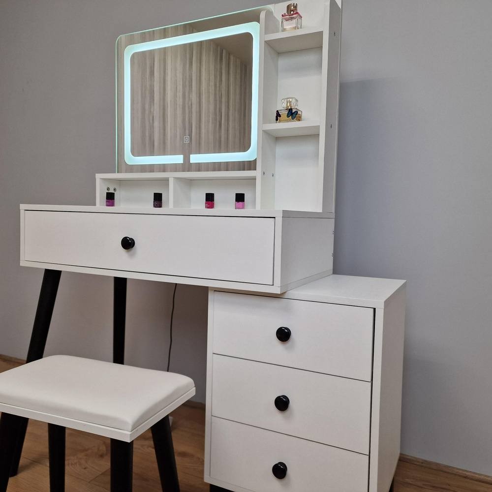Kosy Koala 4 Drawer White LED Mirror Dressing Table with Stool - image 3