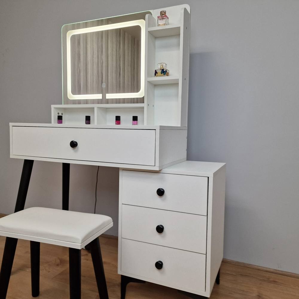Kosy Koala 4 Drawer White LED Mirror Dressing Table with Stool - image 5