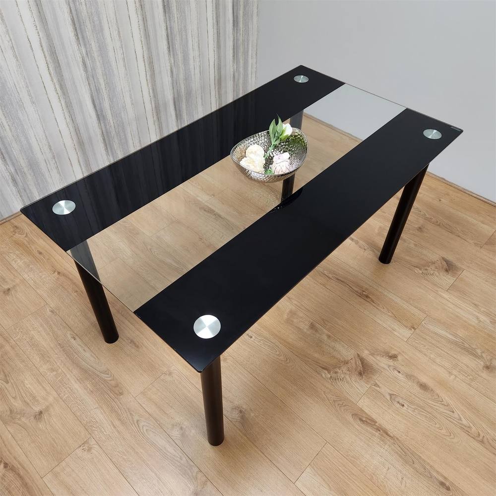 Kosy Koala 4 Seater Black and Clear Glass Dining Table - image 3