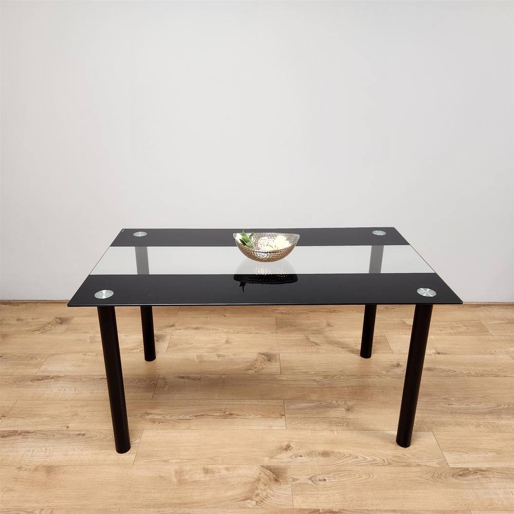Kosy Koala 4 Seater Black and Clear Glass Dining Table - image 4