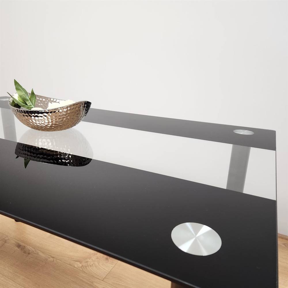 Kosy Koala 4 Seater Black and Clear Glass Dining Table - image 5