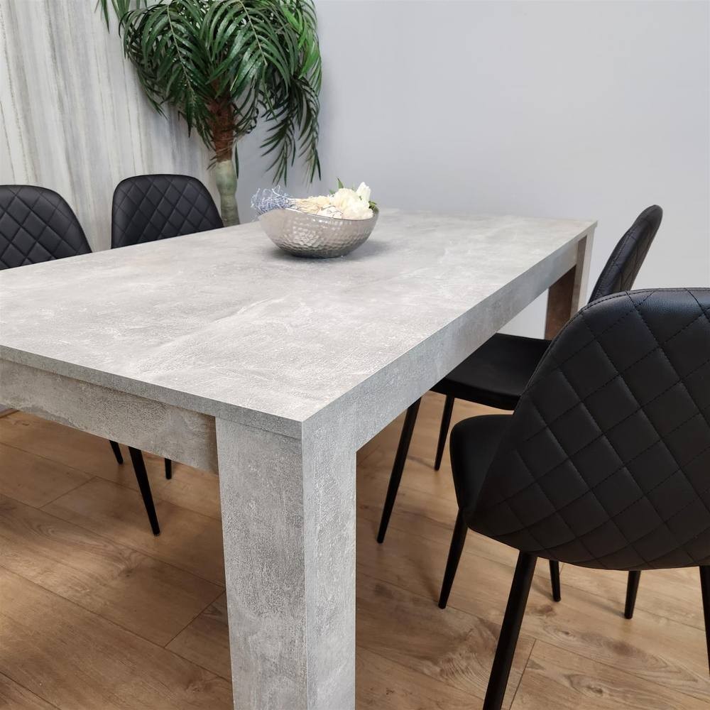 Kosy Koala 4 Seater Faux Leather Gem Pattern Dining Set Stone Grey Effect and Black - image 5
