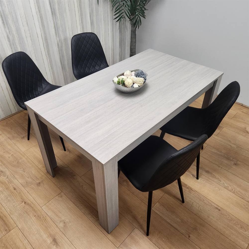 Kosy Koala 4 Seater Leather Wooden Dining Set Black - image 2