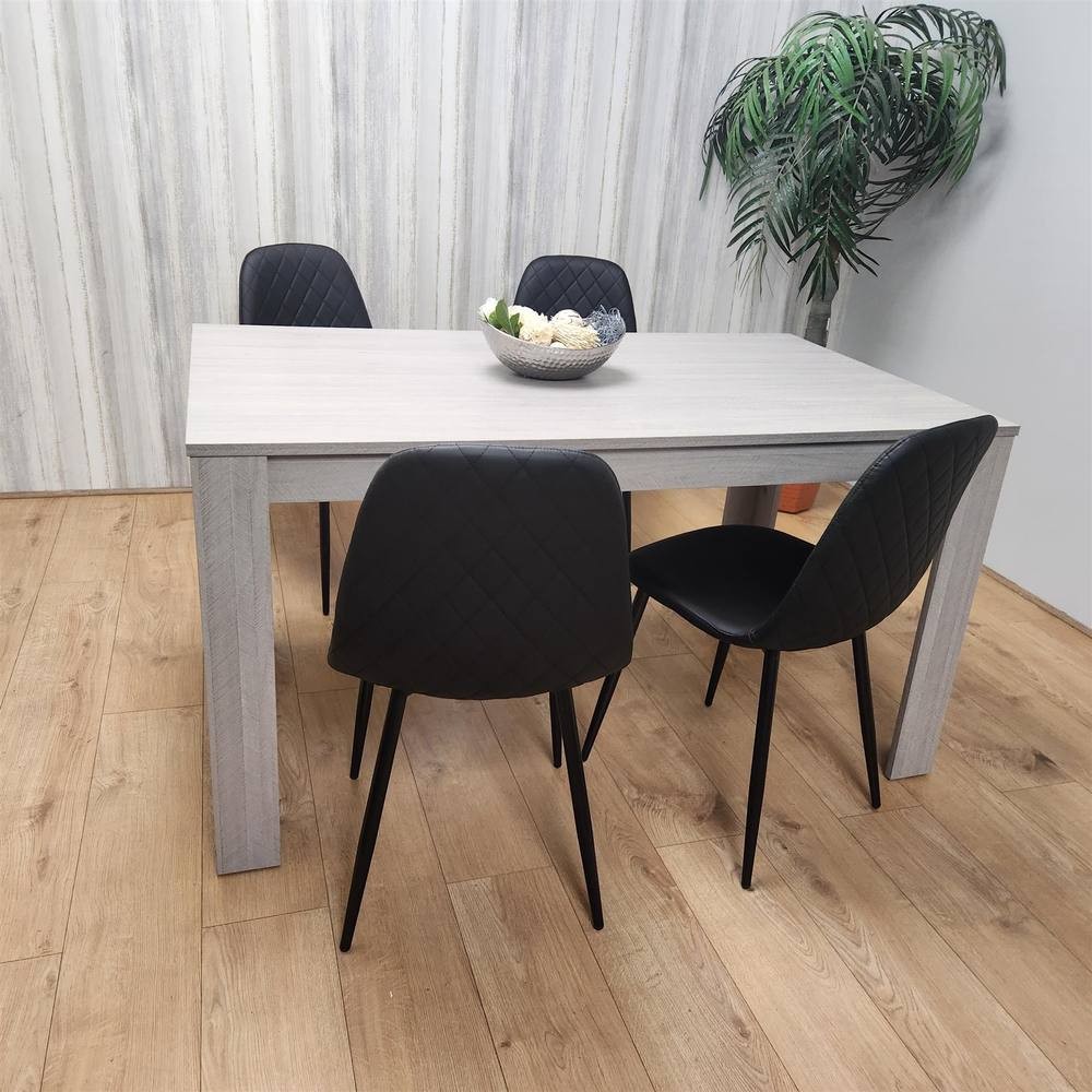 Kosy Koala 4 Seater Leather Wooden Dining Set Black - image 5