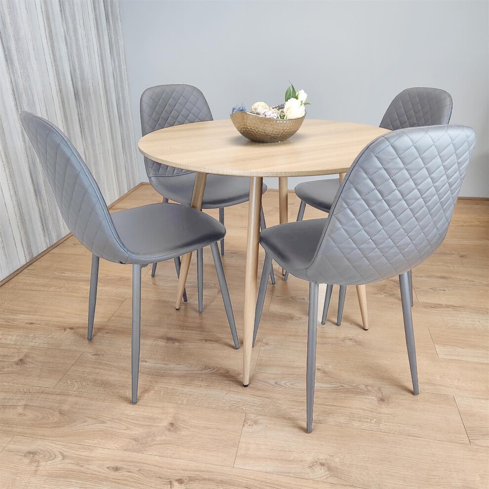 Kosy Koala 4 Seater MDF and Velvet Dining Table Set Black - image 3
