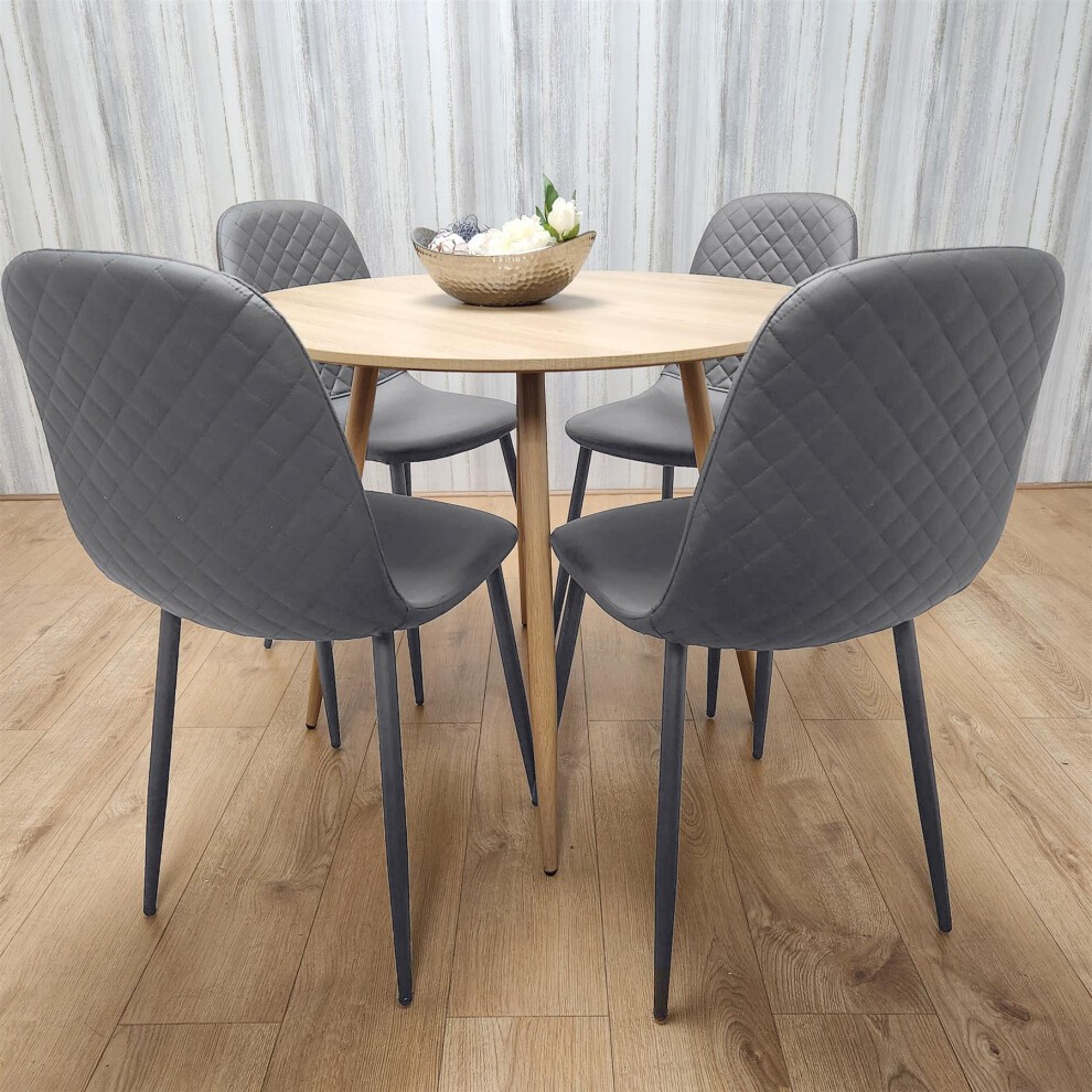 Kosy Koala 4 Seater MDF and Velvet Dining Table Set Black - image 4