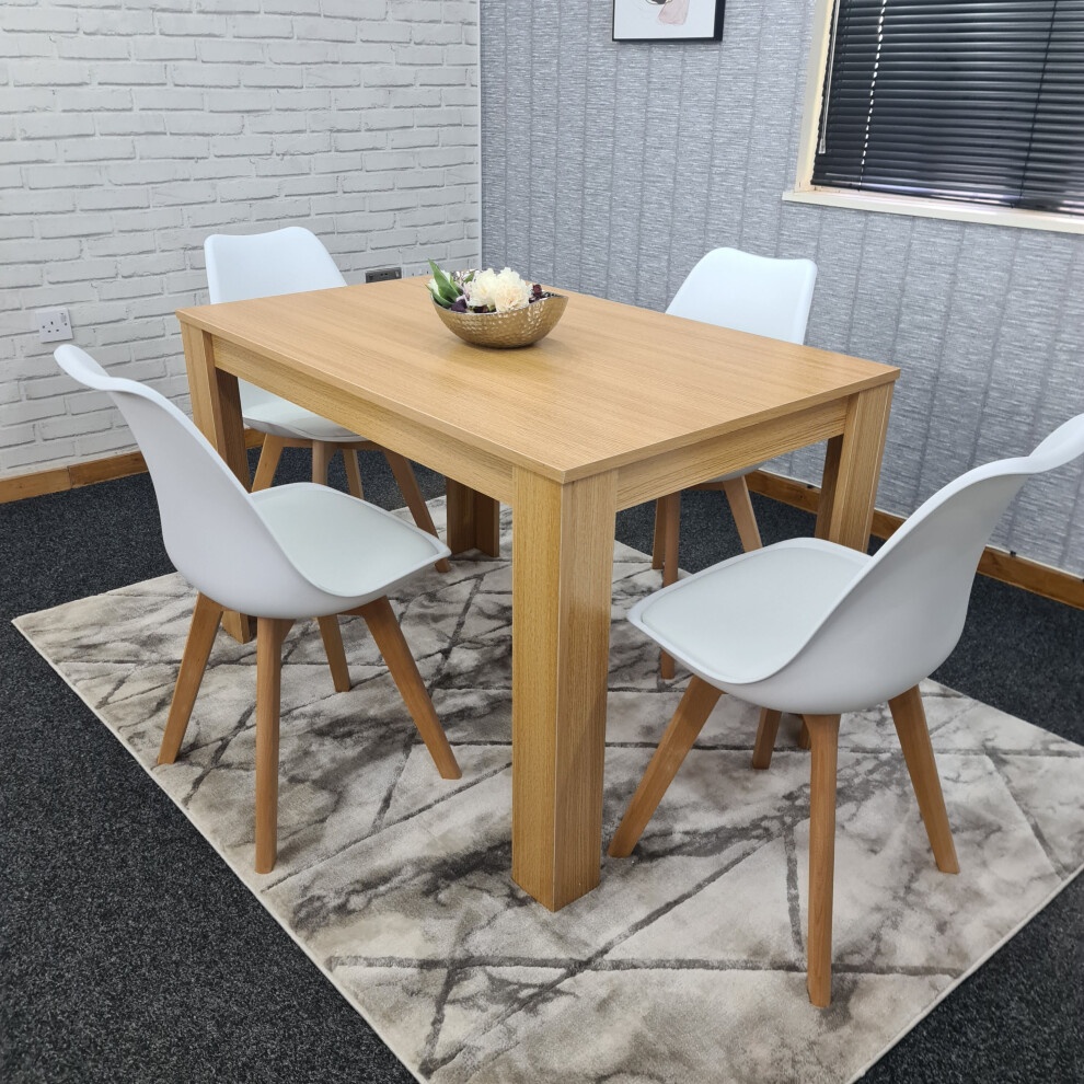 Kosy Koala 4 Seater Plastic Dining Table Set Oak Effect and White - image 2