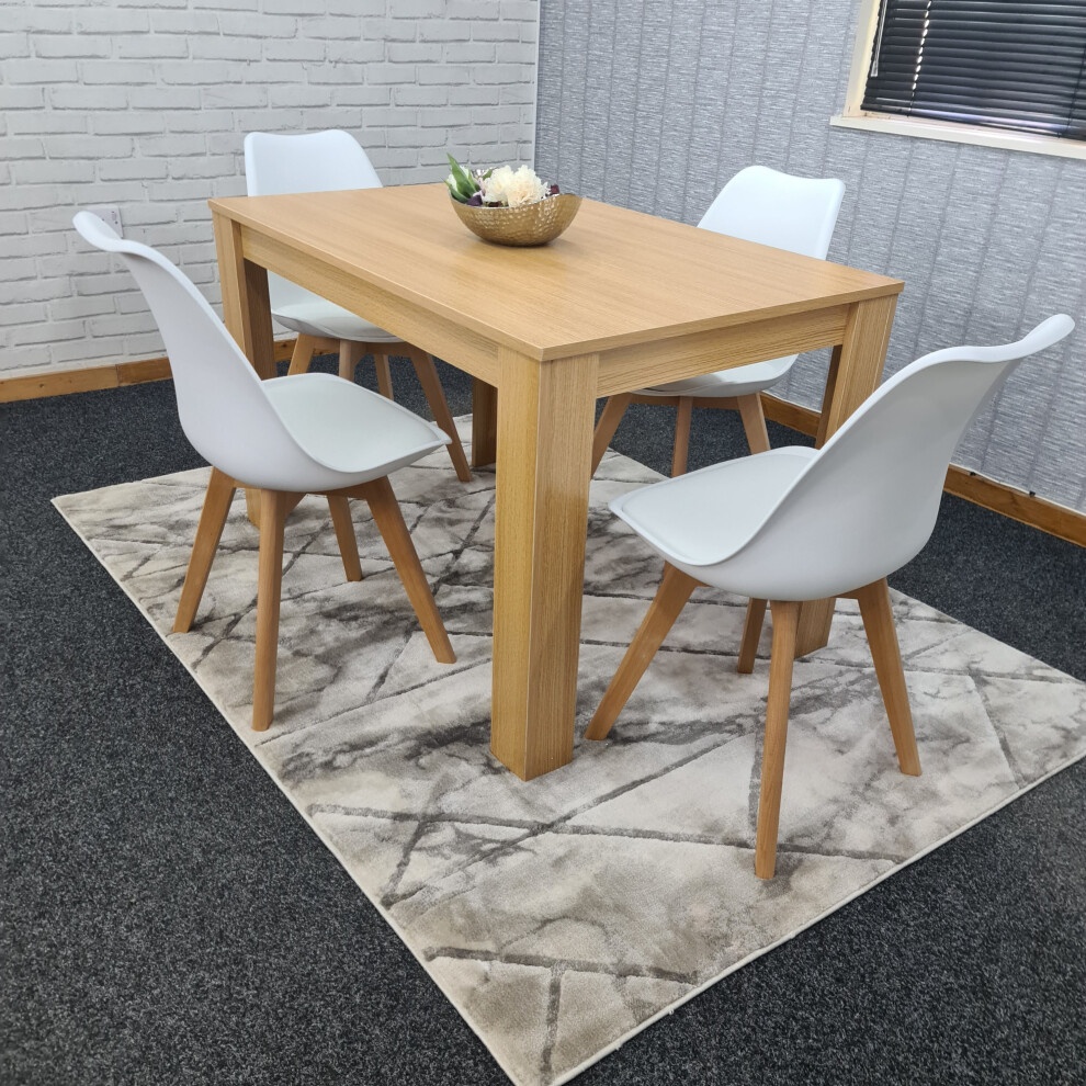 Kosy Koala 4 Seater Plastic Dining Table Set Oak Effect and White - image 3