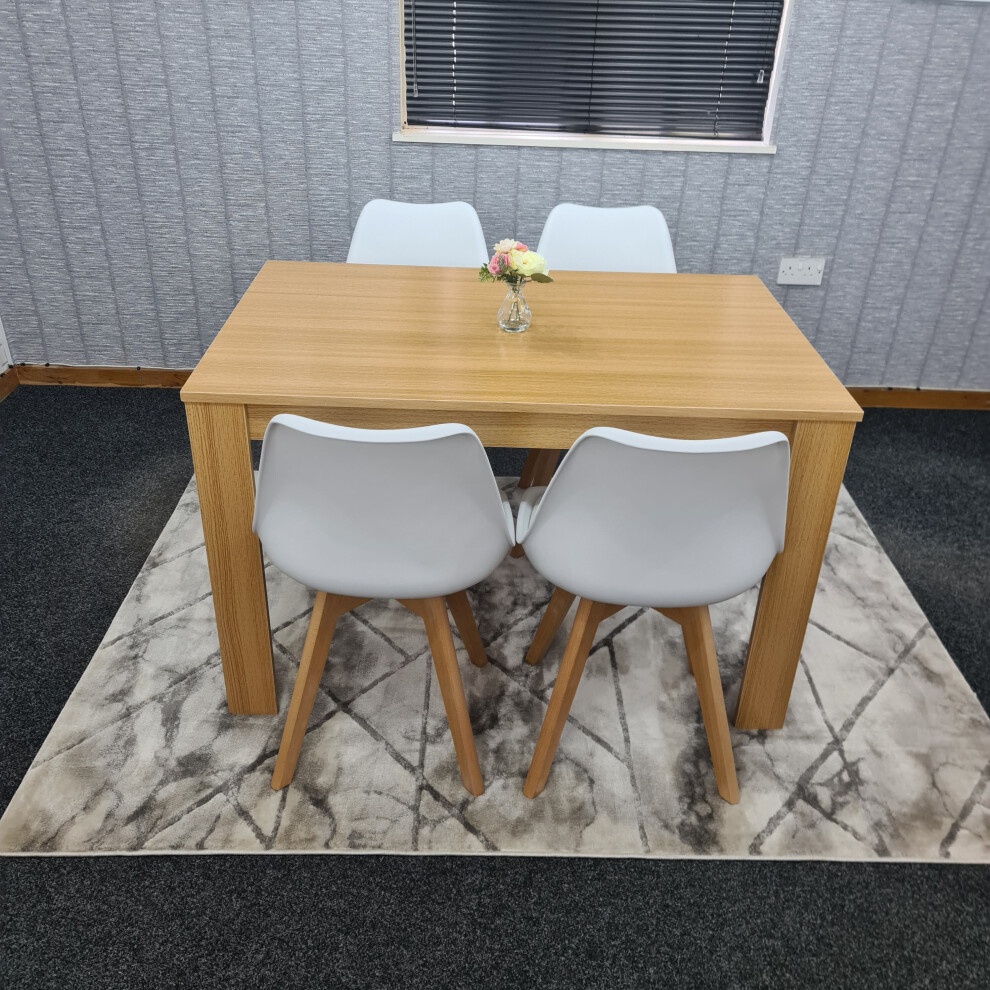 Kosy Koala 4 Seater Plastic Dining Table Set Oak Effect and White - image 4