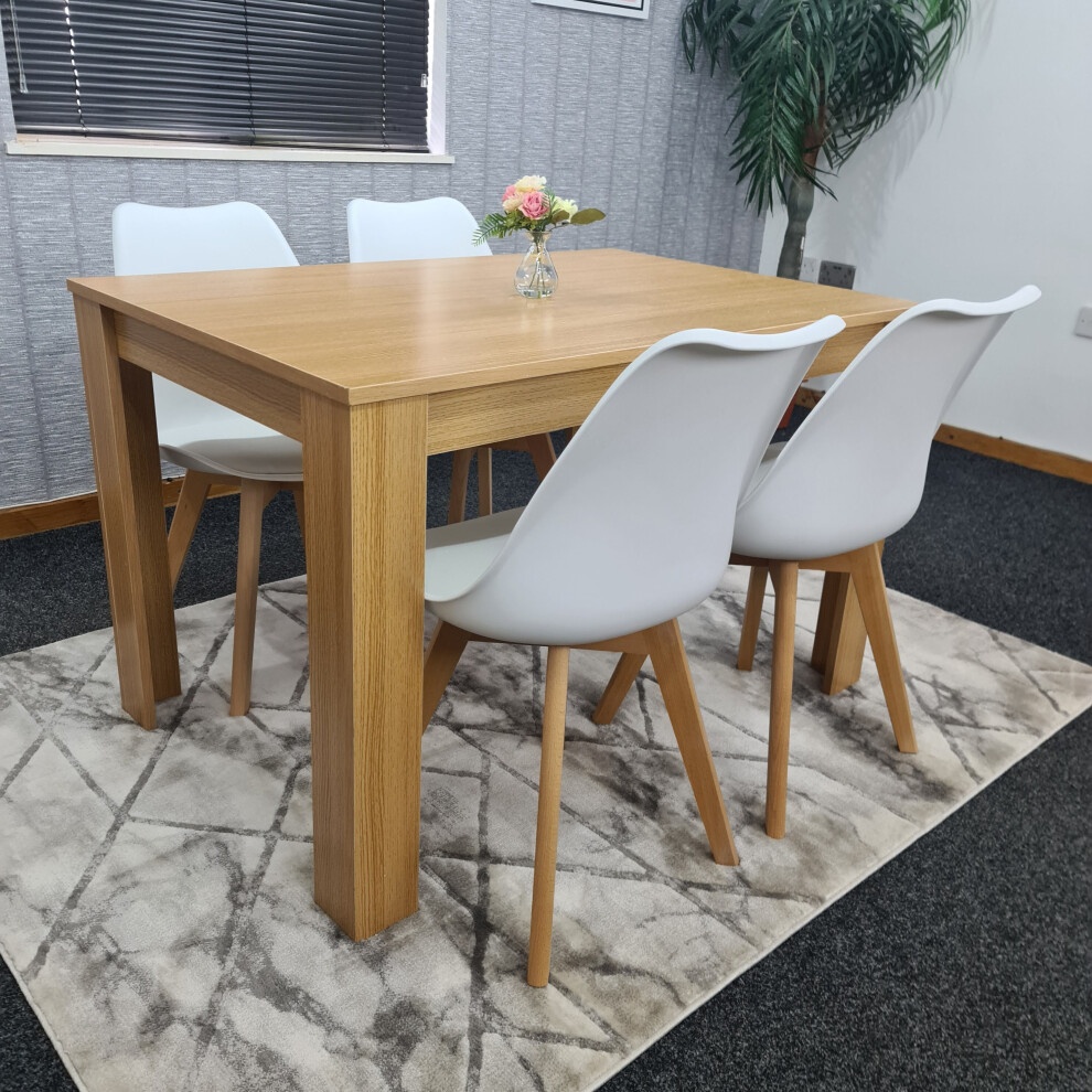 Kosy Koala 4 Seater Plastic Dining Table Set Oak Effect and White - image 5