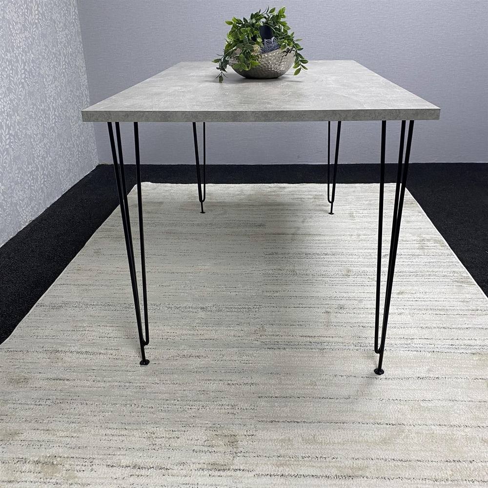 Kosy Koala 4 Seater Rectangular Dining Table with Hairpin Legs Light Stone Grey - image 2