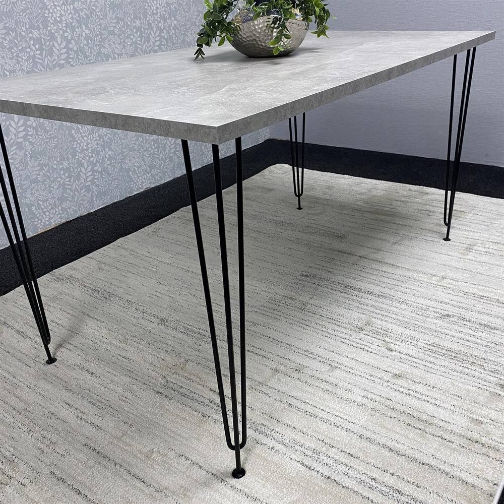 Kosy Koala 4 Seater Rectangular Dining Table with Hairpin Legs Light Stone Grey - image 3