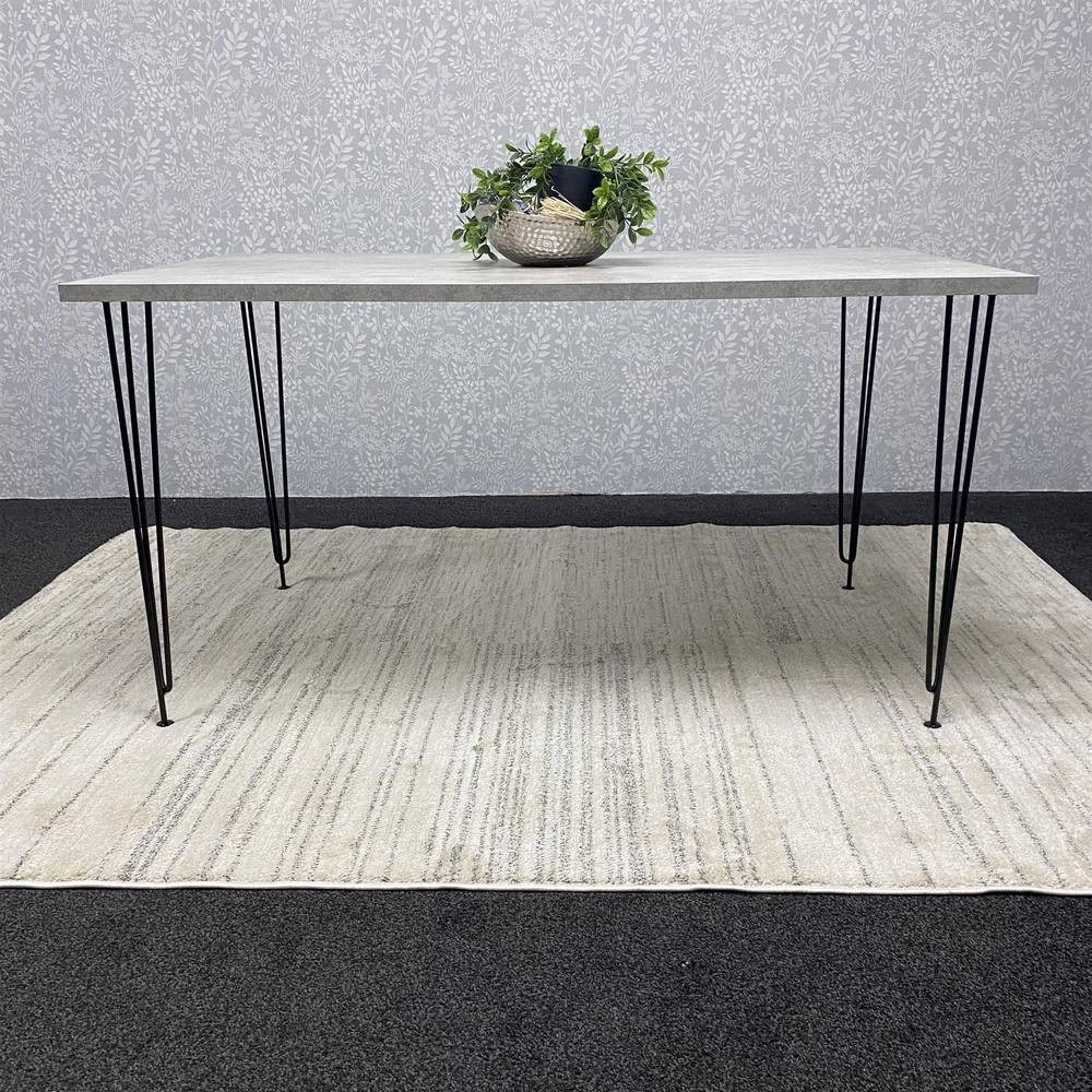 Kosy Koala 4 Seater Rectangular Dining Table with Hairpin Legs Light Stone Grey - image 4