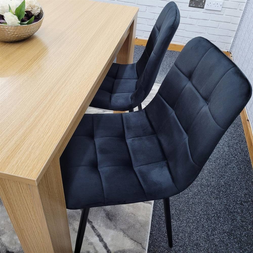 Kosy Koala 4 Seater Velvet Dining Bench Set Oak Effect and Black - image 5