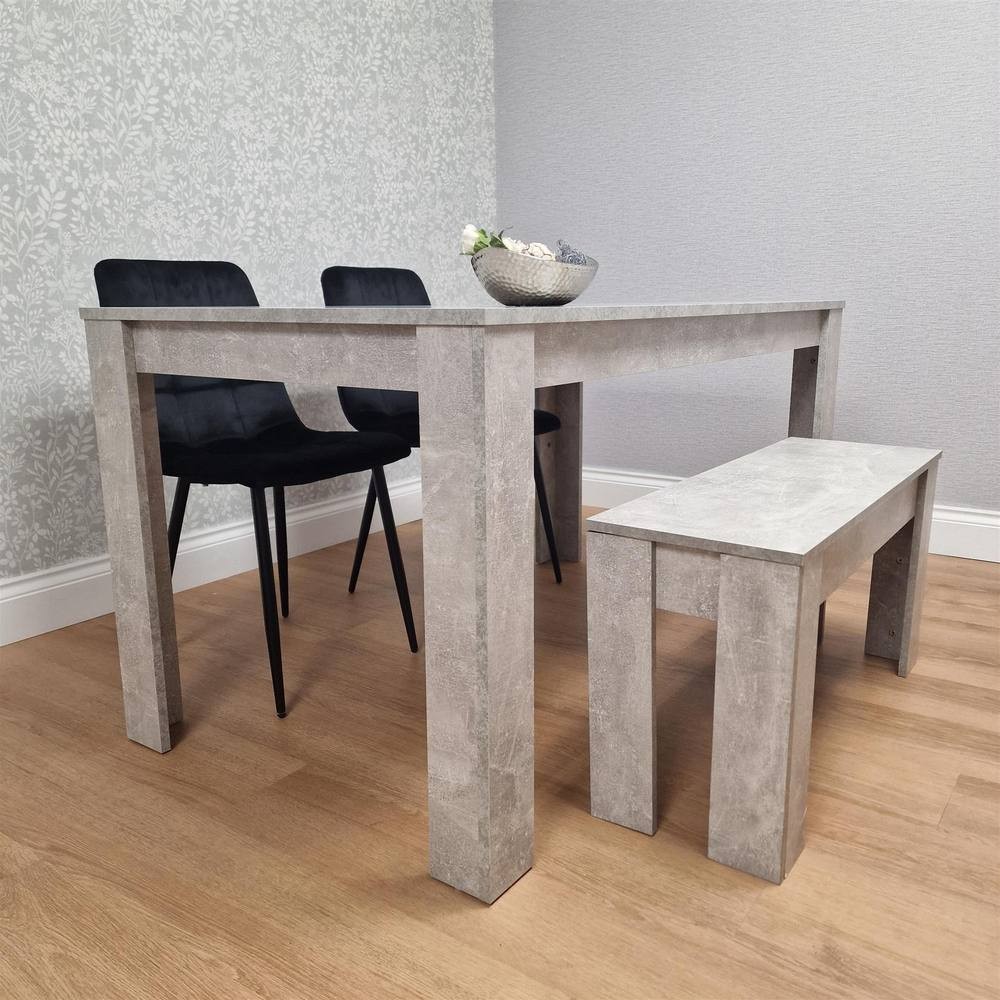 Kosy Koala 4 Seater Velvet Dining Bench Set Stone Grey Effect and Black - image 2