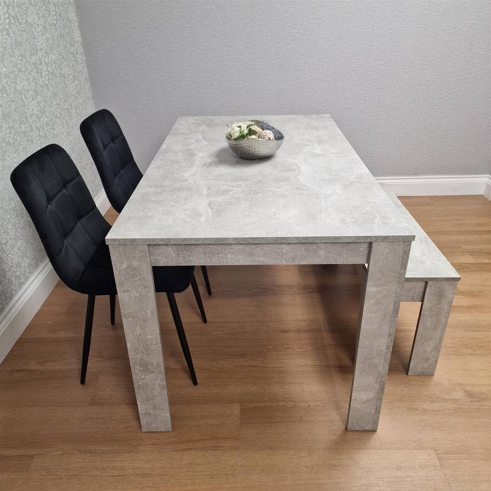 Kosy Koala 4 Seater Velvet Dining Bench Set Stone Grey Effect and Black - image 3