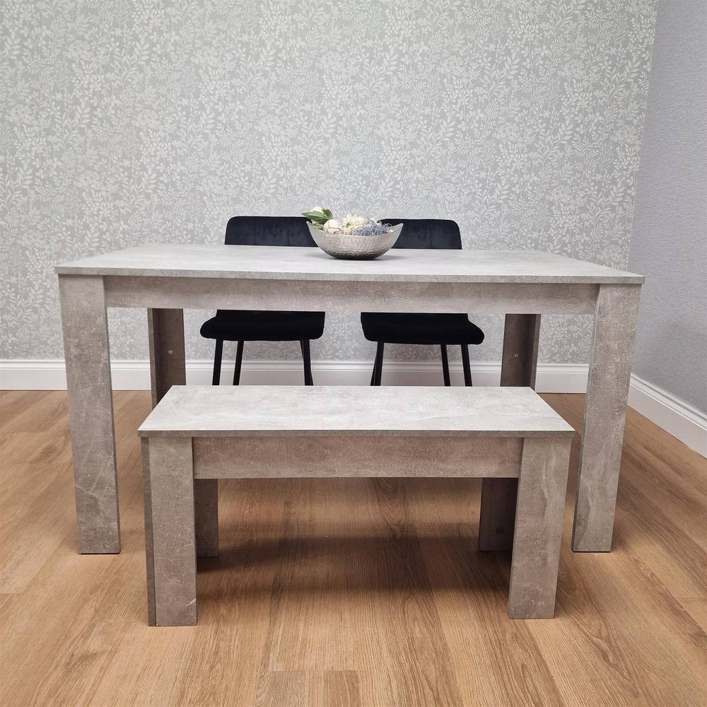 Kosy Koala 4 Seater Velvet Dining Bench Set Stone Grey Effect and Black - image 4