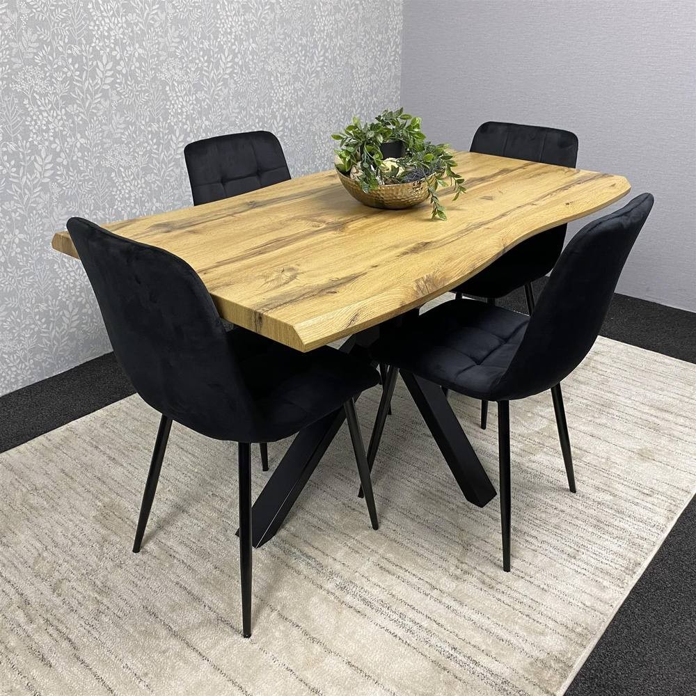 Kosy Koala 4 Seater Velvet Wooden Rectangle Dining Set Black - image 2