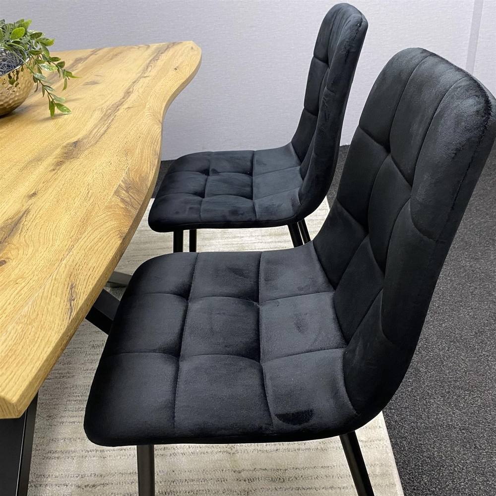 Kosy Koala 4 Seater Velvet Wooden Rectangle Dining Set Black - image 4