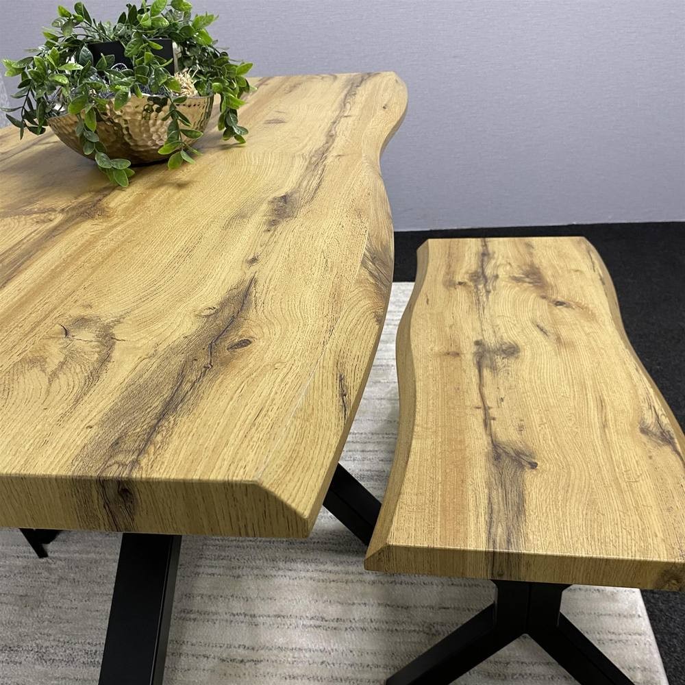 Kosy Koala 4 Seater Velvet Wooden Rectangle Dining Set with Bench Black - image 4