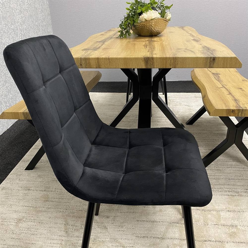 Kosy Koala 4 Seater Wood and Velvet Dining Bench Set Black - image 2