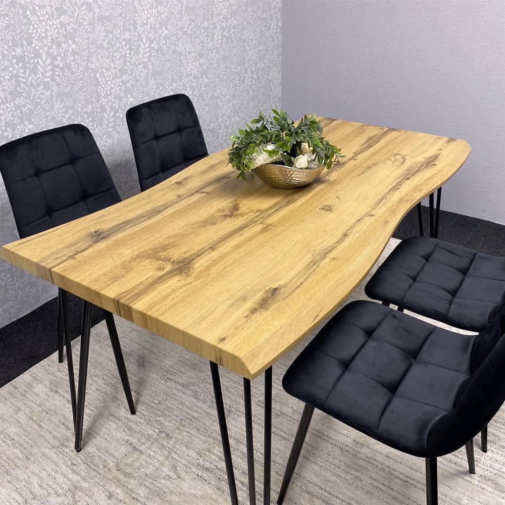 Kosy Koala 4 Seater Wood and Velvet Dining Set Black - image 2