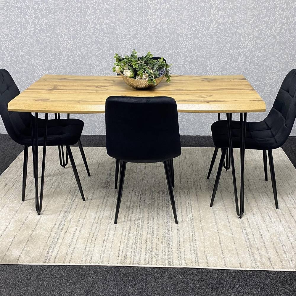 Kosy Koala 4 Seater Wood and Velvet Dining Set Black - image 3