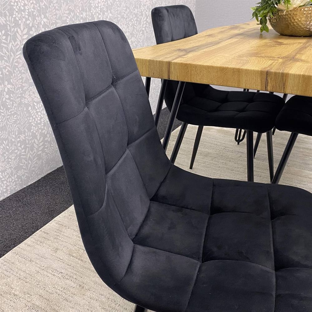 Kosy Koala 4 Seater Wood and Velvet Dining Set Black - image 4