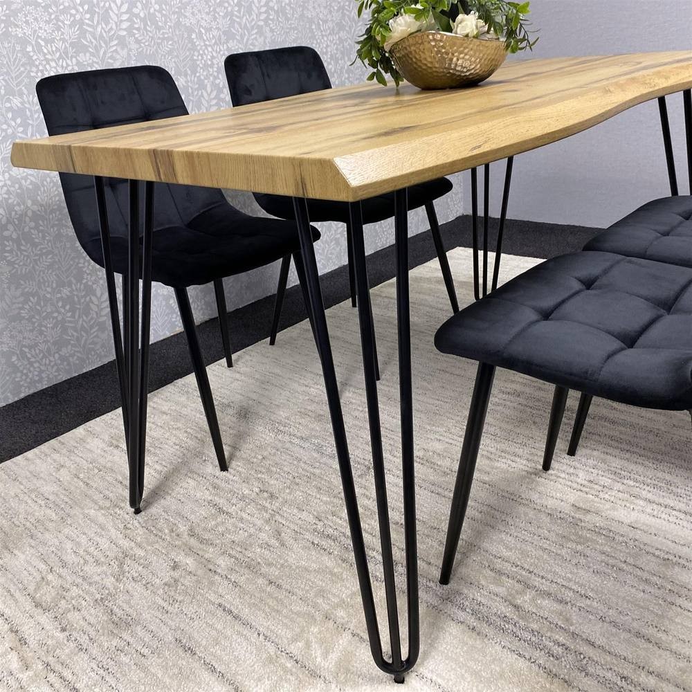 Kosy Koala 4 Seater Wood and Velvet Dining Set Black - image 5