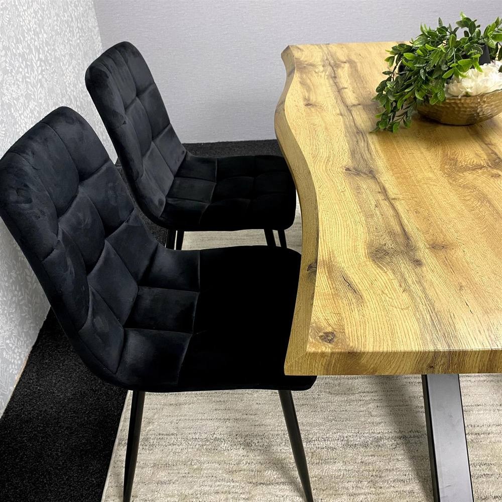 Kosy Koala 4 Seater Wood and Velvet Dining Table Set with Benches Black and Grey - image 5