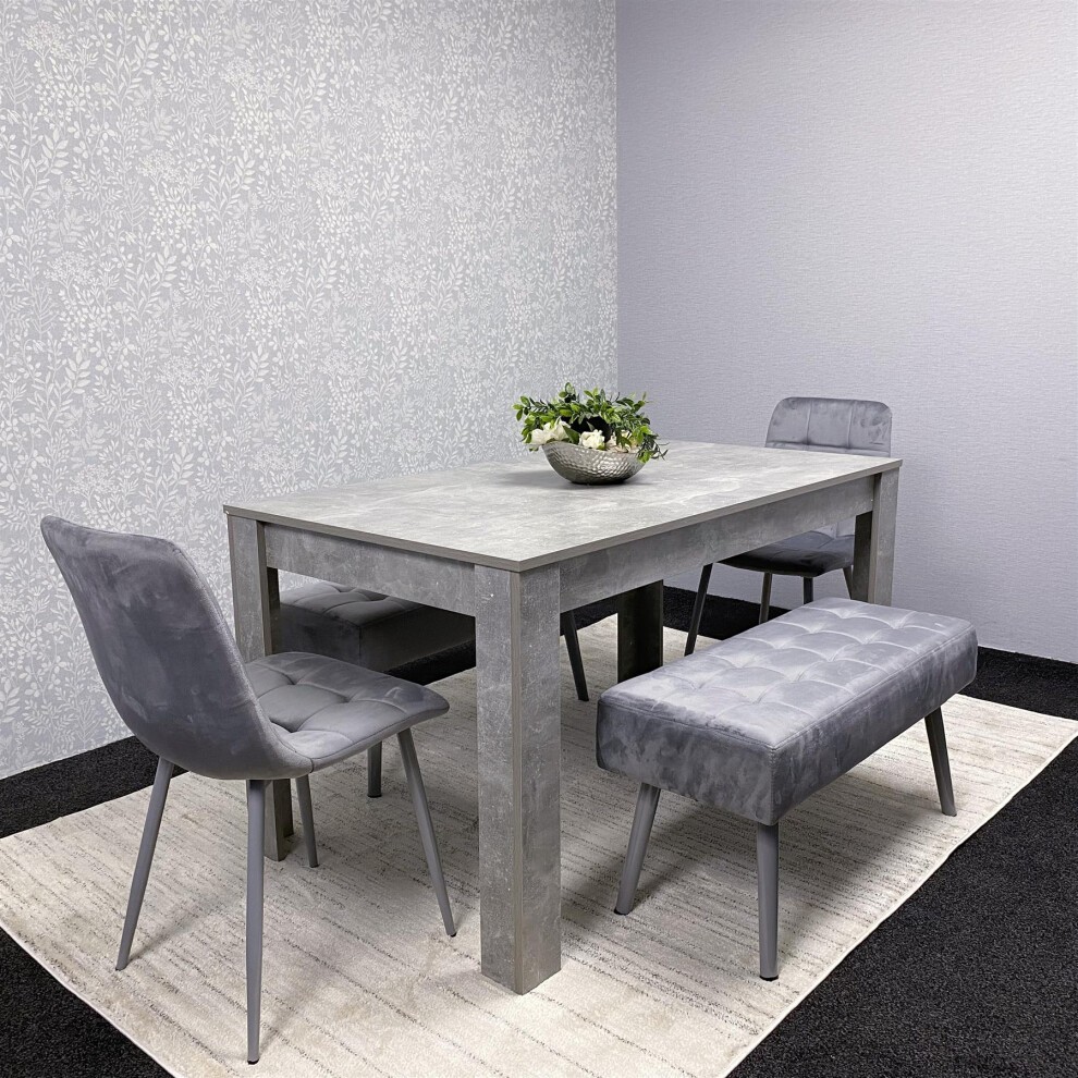 Kosy Koala 4 Seater Wood and Velvet Rectangular Dining Bench Set - image 2