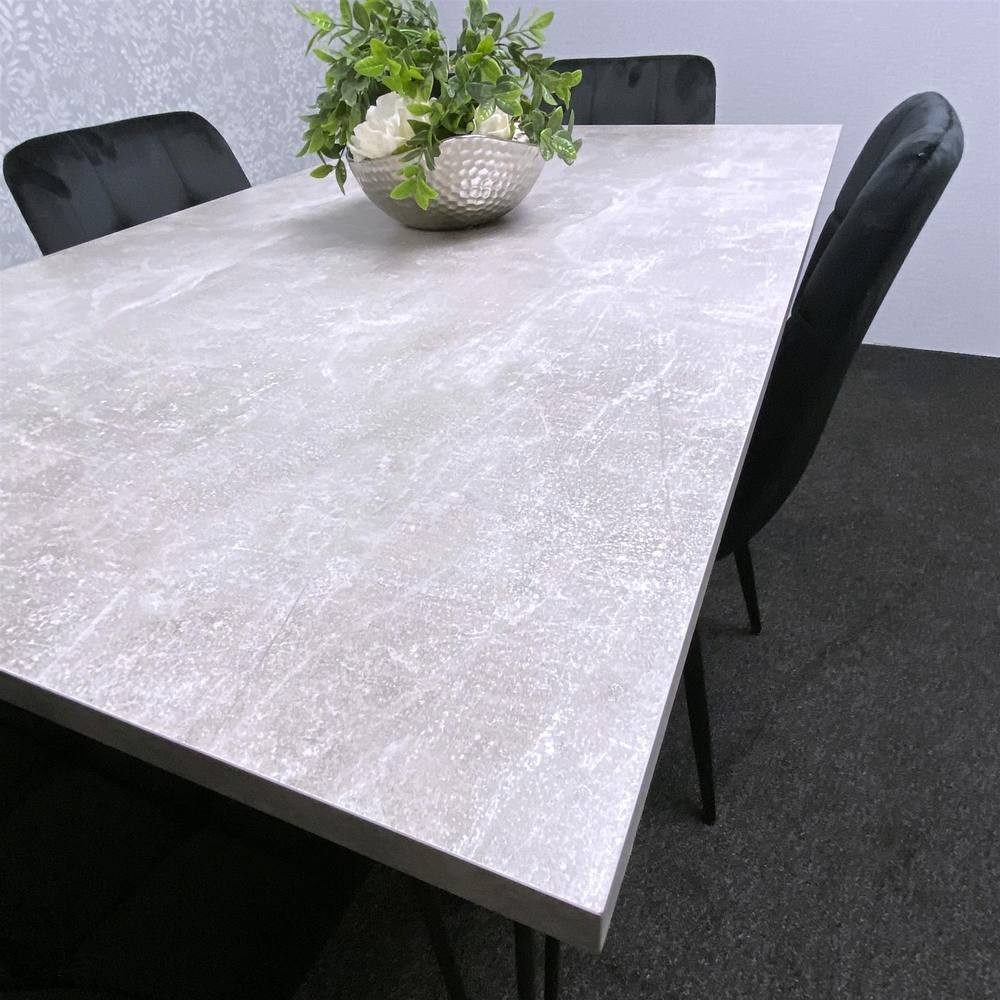 Kosy Koala 4 Seater Wood and Velvet Tufted Dining Set Grey and Black - image 5