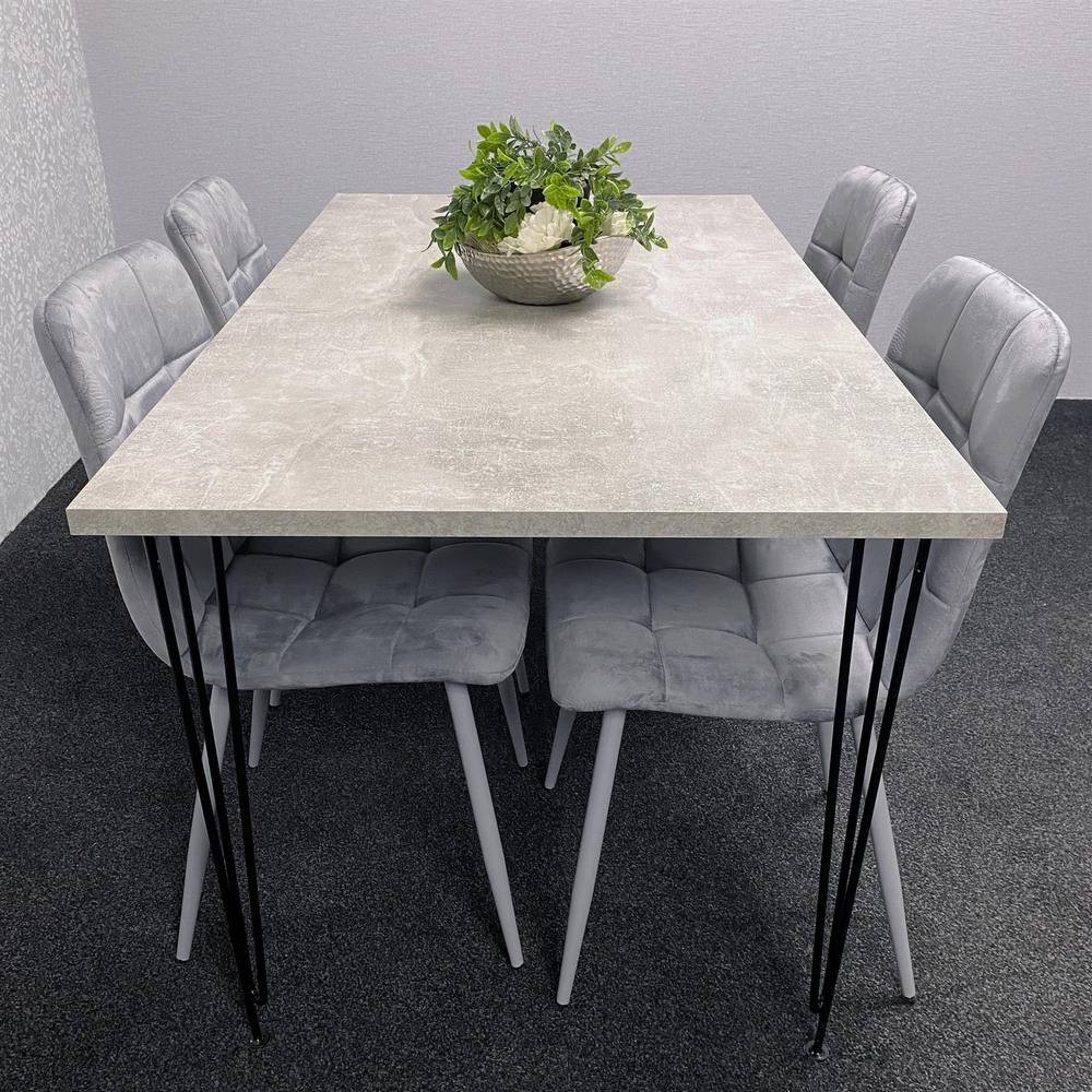 Kosy Koala 4 Seater Wood and Velvet Tufted Dining Set Grey - image 2