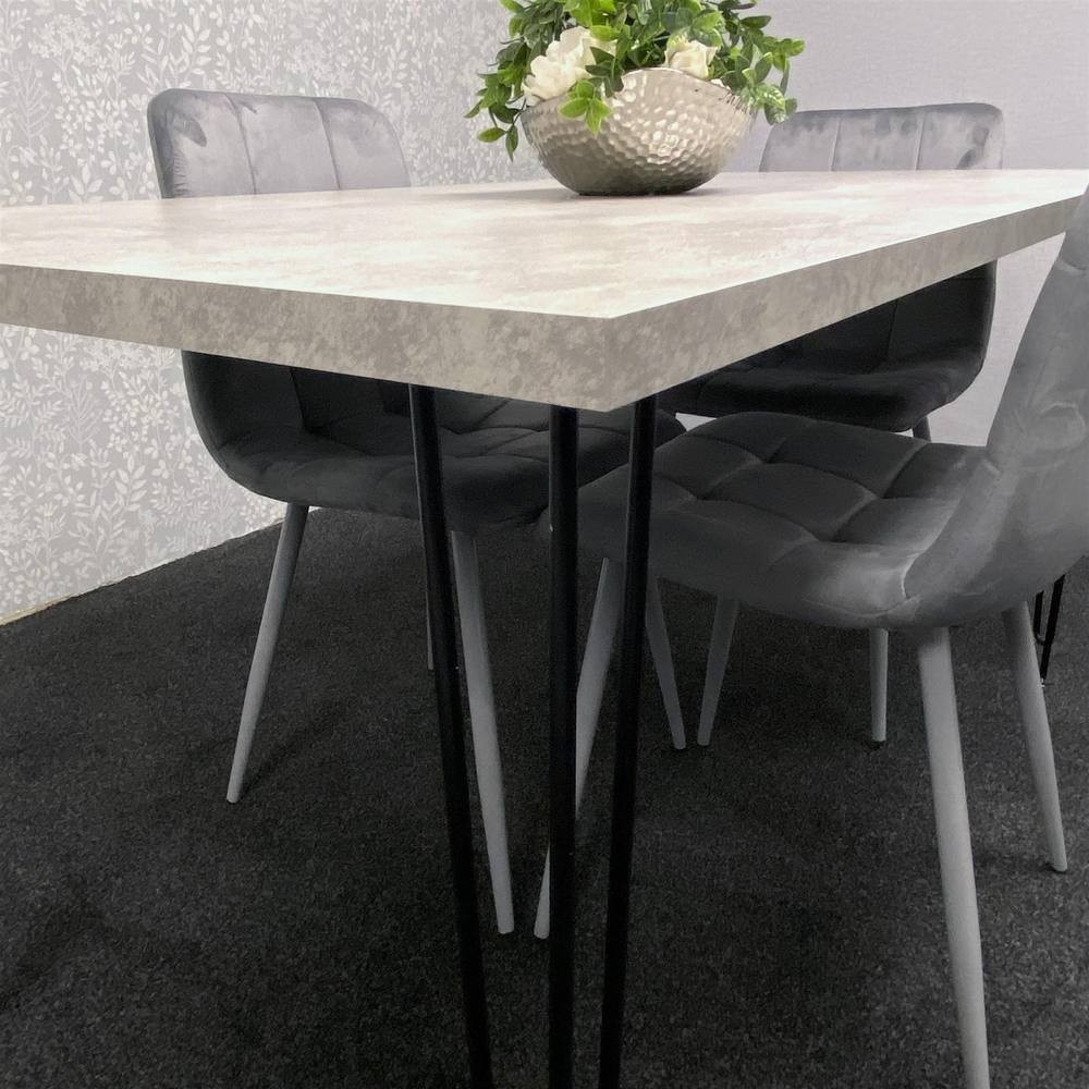 Kosy Koala 4 Seater Wood and Velvet Tufted Dining Set Grey - image 5