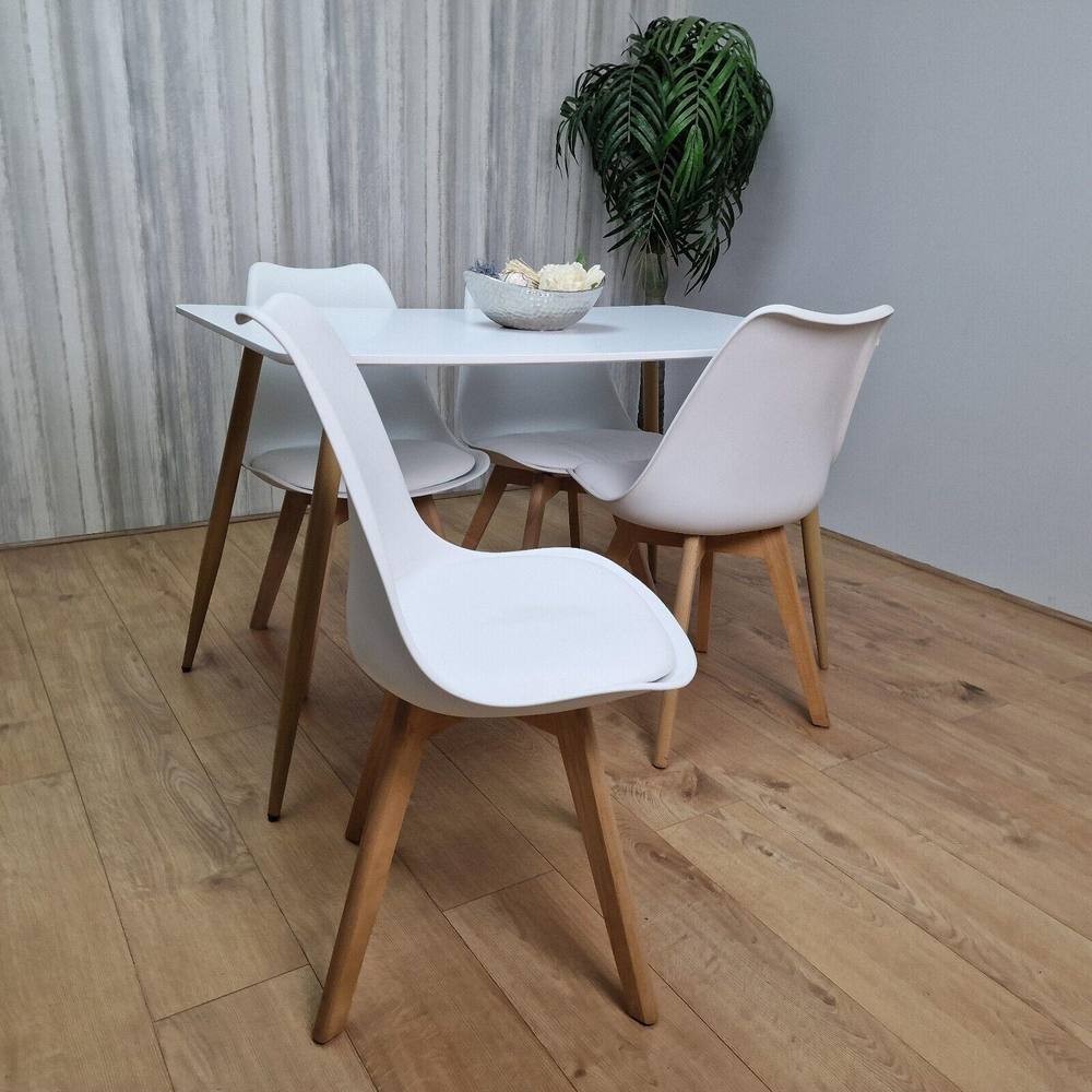 Kosy Koala 4 Seater Wooden Dining Table Set Dark Grey and White - image 2