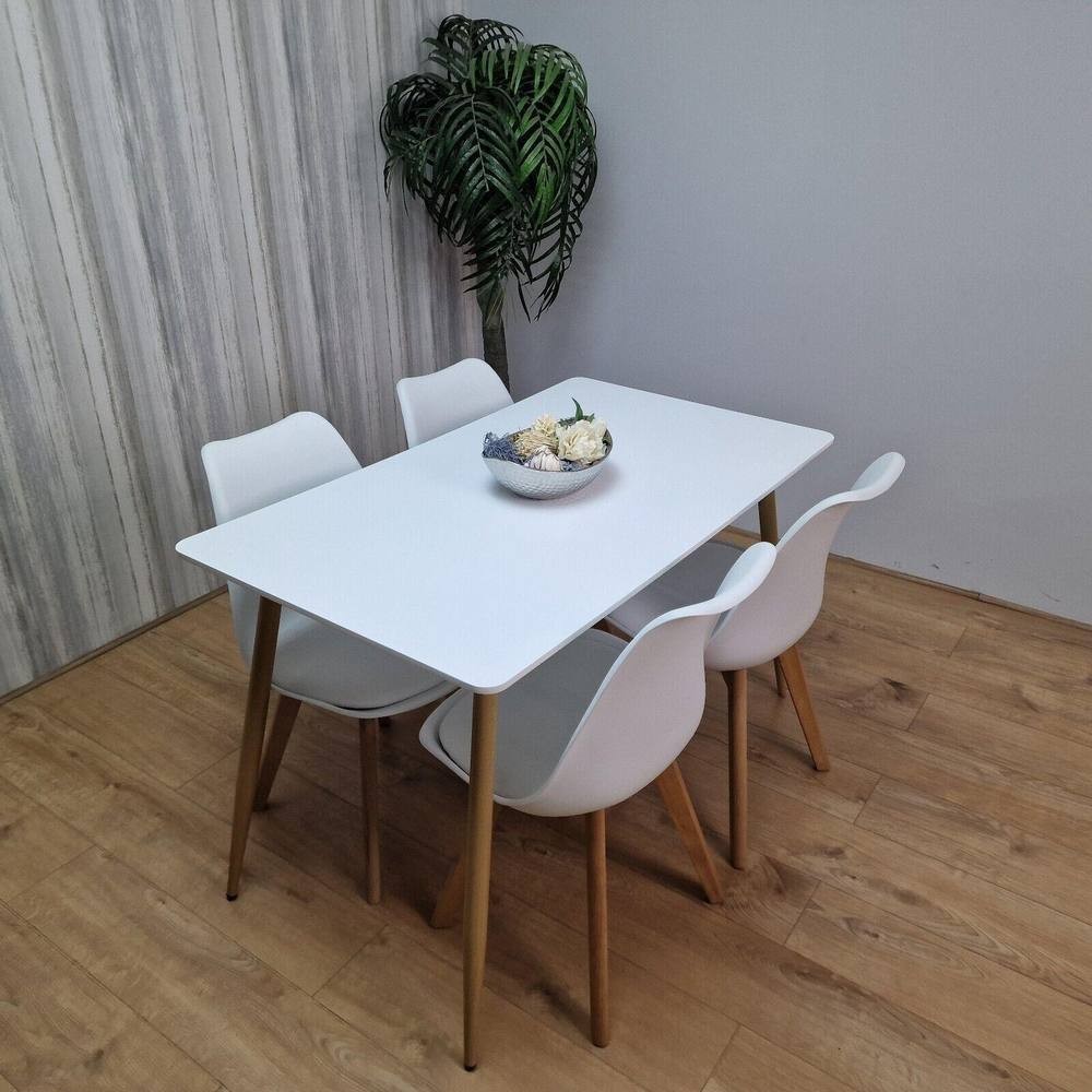 Kosy Koala 4 Seater Wooden Dining Table Set Dark Grey and White - image 3