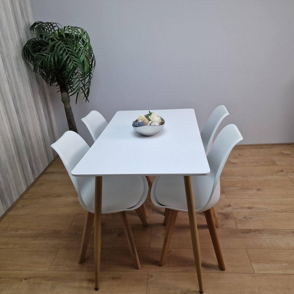 Kosy Koala 4 Seater Wooden Dining Table Set Dark Grey and White - image 4